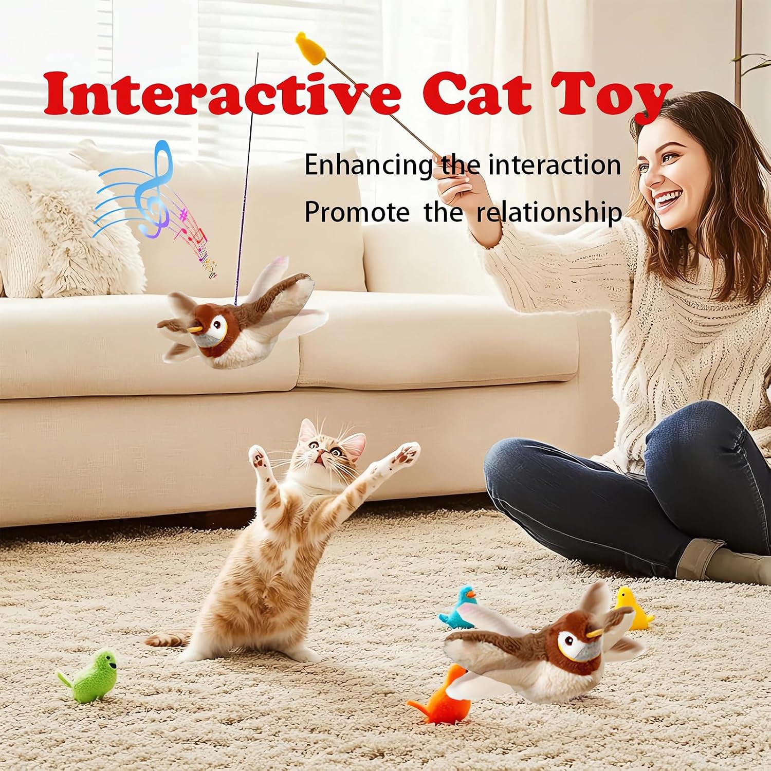 Lowkey Paws Chirping Bird Toy | Interactive Cat Hunter